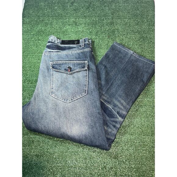 Vtg Eight 732 Baggy Y2K Hip Hop Embroidered Jeans Men 38x32 - Picture 6 of 10